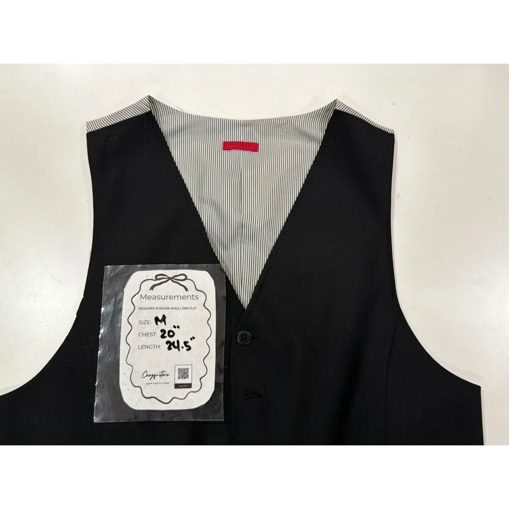 John Varvatos USA Serge Mens Black 100% Wool Button Front Vest Size M 6Z900V